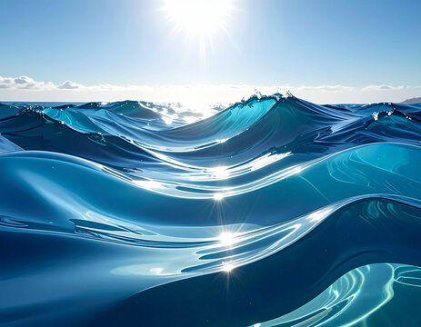 Liquid Glass Ocean with Mythic Shadows