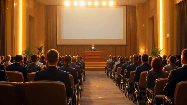 Business conference with audience and speaker