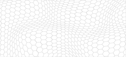 Seamless pattern with outline hexagon grid. Honeycomb net backdrop. Abstract background with geometric line grille. Black hexagon mesh, vector illustration
