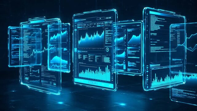 Futuristic digital data displays