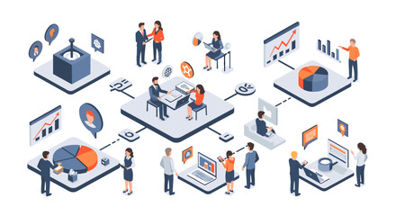 Fototapeta premium A businessman examines data charts, symbolizing growth and success in a professional setting.