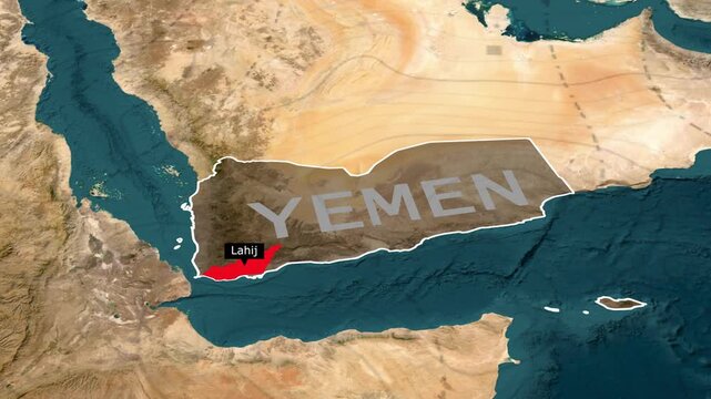 Lahij Yemen Governorate Map Showing Borders Geographic Location and Regional Details