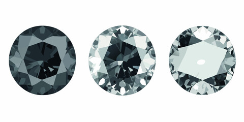 Fototapeta premium Three oval cut diamonds displayed with varying levels of clarity and brilliance