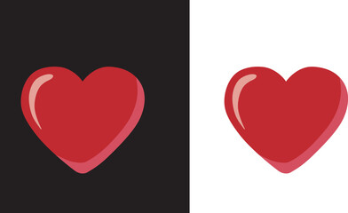 Comparison of two stylized red heart icons with different shading effects on a black background