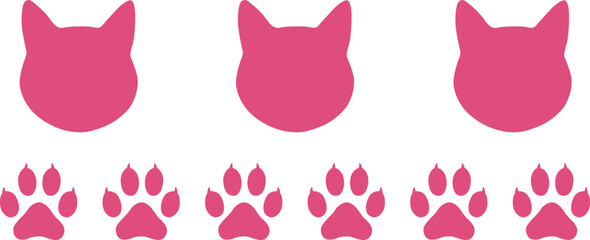 Cute pink cat and paw print pattern design with playful and decorative elements © MD NUR MIA
