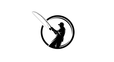 Fisherman Silhouette Logo Design Element.