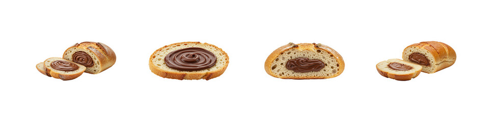 Four chocolate hazelnut cookies cutout transparent png set