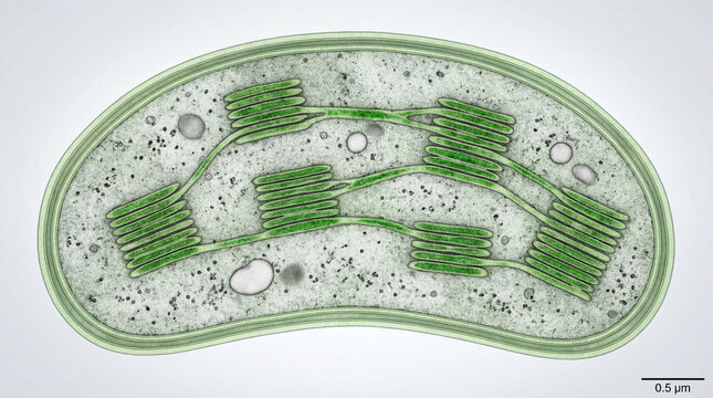 Verdant engine of life fueling cellular existence, a vibrant microscopic marvel within a plant cell converting sunlight