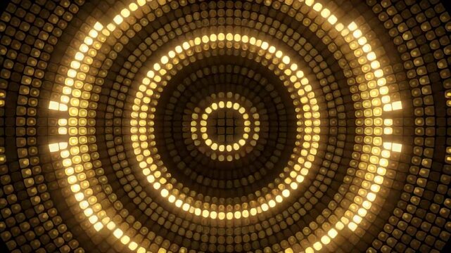 Concentric Circles of Golden Lights abstract pattern