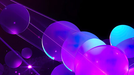 An abstract composition of curved purple and blue lines and shapes. 3D rendering