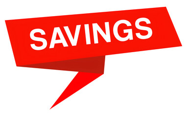 Savings Banner Label, Red Discount Promotion button vector illustration 