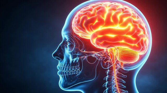 Human brain and skull anatomy