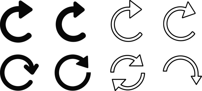 Collection of circular arrow icons in various styles