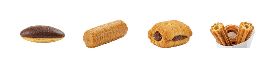 Assortment of baked goods cutout transparent png set