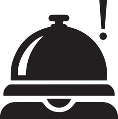 Hotel service bell silhouette illustration vector with exclamation mark alert icon symbol