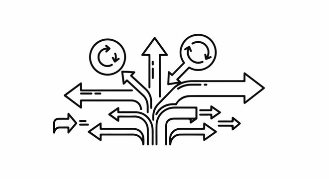 Flowing arrows represent choices, directions, and circular processes