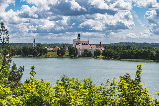 The Camaldolese monastery seen from the other side of Lake Wigry in Poland