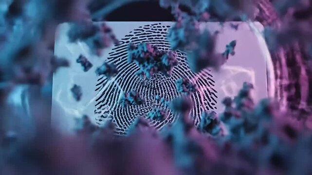 Fingerprint Identity Conceptual Demonstration in Futuristic Lighted Card Setting