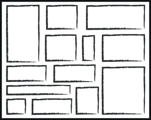 Organic Sketchy Frame Elements &ndash; Hand Drawn Rectangular Borders for Planners, Presentations and Graphic Design. Imperfect Outline Borders for Modern Layouts and Creative Templates.
