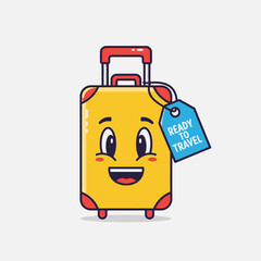 Naklejka premium Cartoon Suitcase Character Ready to Travel.