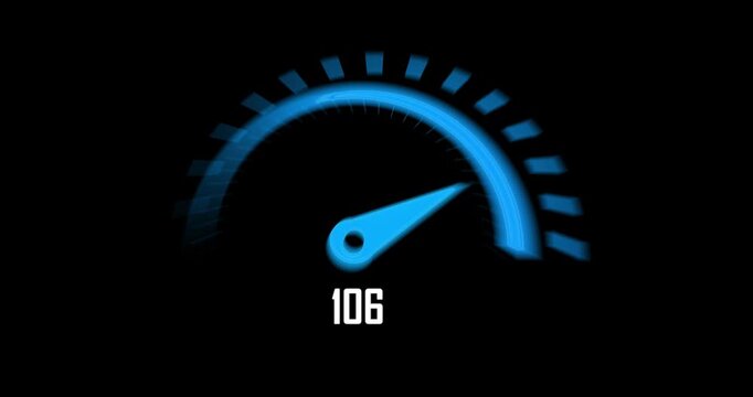 Speed meter horizontal animated indicator on transparent background