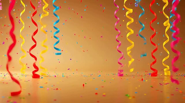 Colorful party streamers and confetti