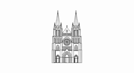 Fototapeta premium Imposing gothic cathedral structure with twin spires and ornate facade