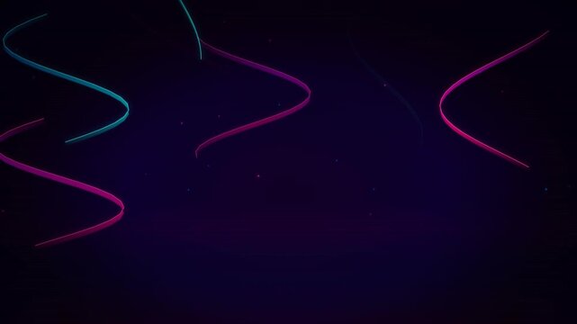 Vibrant swirls of blue and pink intertwine against a dark background, creating motion