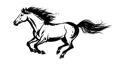 Obraz premium Chinese Calligraphy Horse Silhouette in Dynamic Motion Brush Ink Vector Illustration