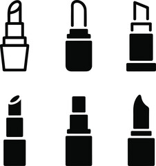 Six Black Icons Of Various Lipstick Designs makeup