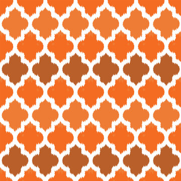 Art & IllustrationOrange and brown abstract Moroccan trellis seamless pattern for textile print for fabric, seamless pattern
