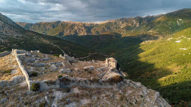 Aerial View of Borsh Castle Ruins in Albania