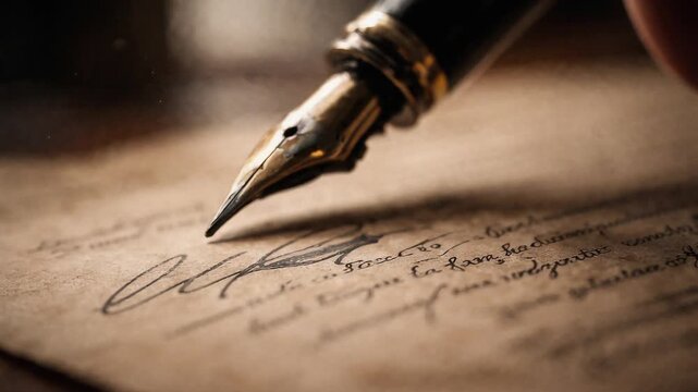 Fountain Pen Writing on Handwritten Letter seamless loop