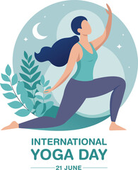 International yoga day illustration promoting wellness and inner peace through yoga practice