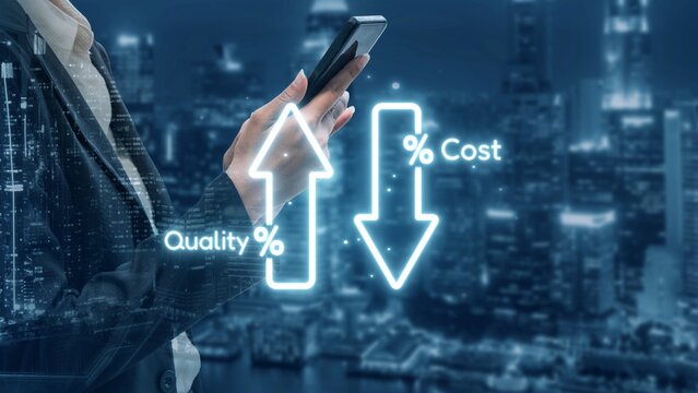 Business concept showing cost reduction and quality increase using Lean, Six Sigma, and Total Quality Management (TQM) to enhance efficiency, value, and customer satisfaction. Muxer