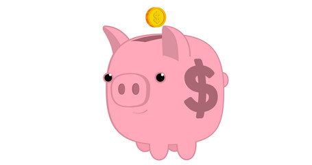 Fototapeta premium Piggy Bank Money Saving Animation for Finance and Investment Concept