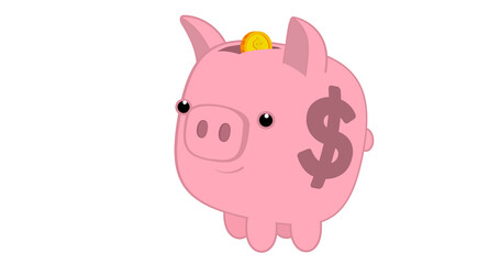 Fototapeta premium Piggy Bank Money Saving Animation for Finance and Investment Concept