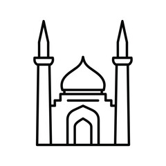 Obraz premium Simple line drawing of a mosque with minarets and dome