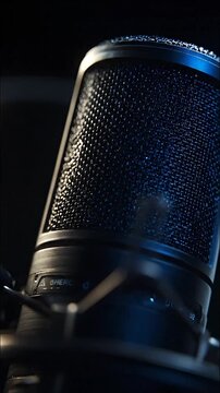 Professional studio microphone in sleek black design for recording