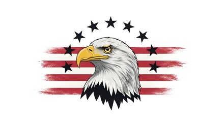 Fototapeta premium American bald eagle with stars and stripes patriotic symbol