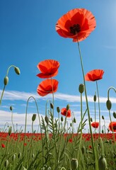 Obraz premium Field of Poppies Sunset. ©