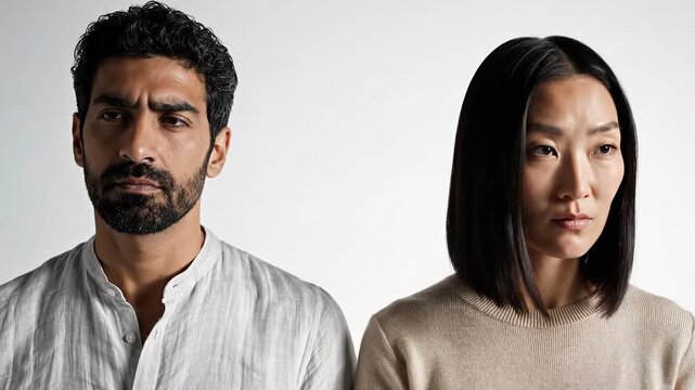 Man and Woman with Angry Facial Expressions.