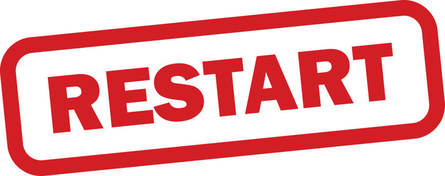 Restart stamp icon isolated on white background . Red restart stamp badge . Vector