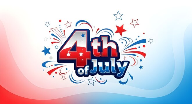 Vibrant 4th of july celebration graphic with fireworks and stars