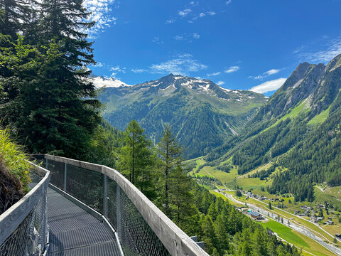 Tour du Mont Blanc trail in the mountains above trient, Switzerland on a July day 