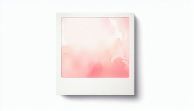 Vibrant pink watercolor background in white Polaroid frame