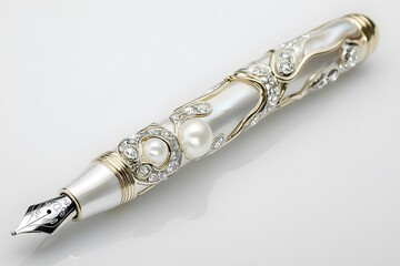 Luxury Fountain Pen with Pearl Inlay Detail