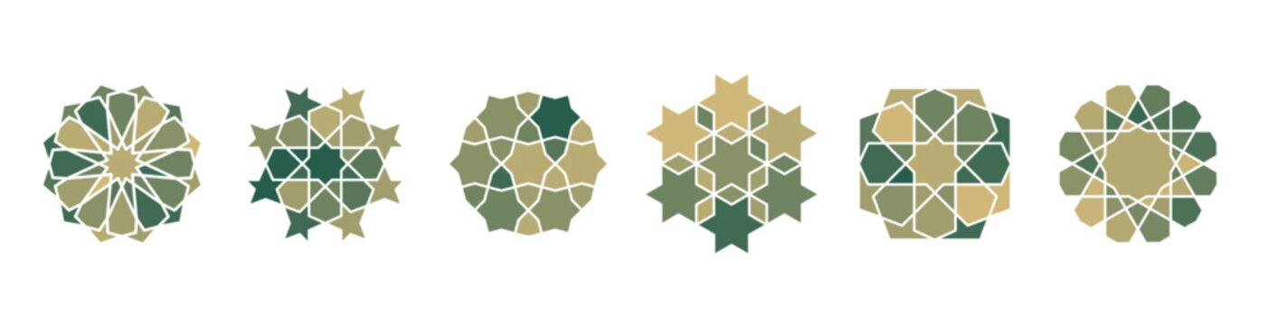 Ornate Arab geometric ornament with Islamic motifs and Ramadan symbols. Traditional mandala design featuring luxury gold decorations and elegant floral patterns for Muslim celebrations.