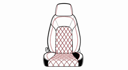 Obraz premium Modern vehicle seat with diamond-patterned upholstery and contrast stitching