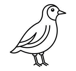 Fototapeta premium A simple black and white line drawing depicts a small bird with a rounded body and short legs